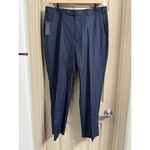 J. Hilburn Men's 35x28 Navy Birdseye Wool Dress Pants Vitale Barberis Italy Made